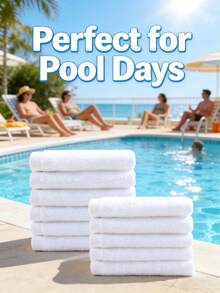 25*25cm Cotton Hotel/Kitchen Absorbent White (Thin) Washcloth, Motel Hand Towel, Multi-Purpose Facial Towel, 5pcs/10pcs Set - White - View 7