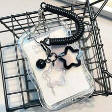 1pc Cute Photo Card Holder Keychain, Korean Celebrity Merchandise Photo Card Holder Keychain, Transparent PC Material, Creative Photo Card Holder, Metro/Bus/Student Card Photo Protector, School Supplies, Back To School Season - A - View 1