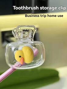 Small Yellow Duck Pattern Toothbrush Holder Portable Combination Set, Portable Toothbrush Cover,Travel Toothbrush Storage Box, Portable Toothbrush Head Protection Clip, Toothbrush Storage Clip,Dustproof Toothbrush Protector For Home & Travel,Suitable For Home And Travel Use, Travel Toothbrush Storage Clip, Protect Your Toothbrush Clean And Care For Your Oral Health - Multicolor - View 9