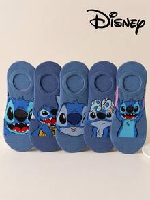 Disney 5双史迪奇和米奇印花短袜，透气舒适夏季隐形袜，新颖时尚女袜，袜子 - 彩色 - 查看 9