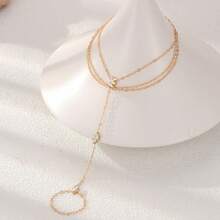 1 pieza Cadena de mano con cristal y diamante de imitación, joyería de mano de estilo hip hop única, accesorio para fiestas/festivales, decoración de mano diaria occidental - Dorado - Ver 4
