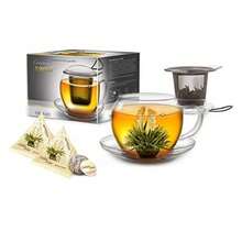 XXL Tea Cup With Handle - Jumbo - With Integrated Stainless Steel Sieve Lid And Saucer - In A Set With 2 Blooming Tea In Cupsize 450Ml- Transparent 3 Piece Setdjj - như hình - Xem 8