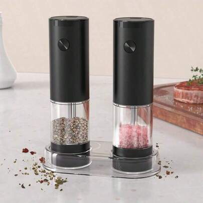 USB Charging Grinder, Electric Rose Salt Pepper Flaxseed Grinder, Household Wireless Electric Grinder, Spice Grinding, Adjustable Thickness, Stainless Steel/ABS Body, With LED Light, One Handed Operation, Automatic Grinding, Washable Bin, Visible Remaining Amount, Suitable For Home, Party, Restaurant, Outdoor (Silver/Black)