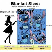 Disney 卡通主题印花法兰绒毯 - 柔软舒适，适合旅行、露营、沙发、床上用品 - 现代简约卡通印花，四季皆宜的舒适床上用品，用途广泛 - 多色 - 查看 16