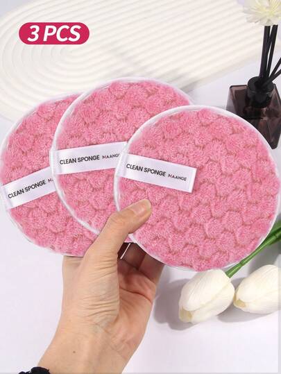MAANGE 3个装干湿两用卸妆粉扑，圆形舒适化妆海绵，女士居家或外出必备化妆配件