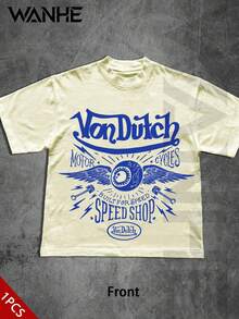 WANHE Men's T-Shirt, Gender-Neutral Design – Ideal For Valentine's Day Gifting And Outfits, As Well As St. Patrick's Day, Summer Wear, Spring & Summer Styling, Back-To-School Season And SXSW Music & Arts Festival. A Premium Gifting Choice For Men. "Built For Speed" Motorcycle Graphic Top, Classic Street Style, Casual Summer Essential, Designed Exclusively For Car Enthusiasts And Biker Culture Fans - 杏色 - 查看 1