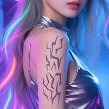 FTVLTAT 40 Piezas de Tatuajes Temporales de K-Pop - Tatuajes Temporales de Diseño de Rayas Multicolor con Láser y Relámpagos Láser, Perfectos para Fiestas y Regalos Festivos, Ideal para Disfraces de Halloween y Cosplay de Anime Hunter - Multicolor - Ver 4