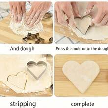 12pcs/Set Stainless Steel Cookie Cutters, Heart, Star, Flower, Round Cake Molds, Baking Mousse Ring Cutter, Egg Frying Mold Set, Cookie & Fruit/Vegetable Shaping Molds, Suitable For Kitchen, Baking, Thanksgiving, Father's Day, Mother's Day - - - View 5