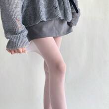 Spring Summer New Sheer Velvet Pantyhose Women Candy Color Sheer Nude Tights Y2K Sexy E-Girl Soft High Waist Hosier - màu hồng nhạt - Xem 9