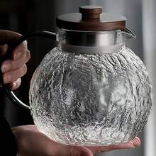 1个锤纹玻璃冷水壶，大容量加厚绿色手柄柑橘壶，玻璃冰茶壶，家用果汁饮料花茶壶，大容量木盖锤纹冷水壶（不含杯子） - 無色 - 查看 10