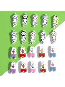 2pcs Double-Sided Zinc Alloy Painted 3D Cute Cat Pendant Charms, Bag Accessories - Cartoon Cat - View 9