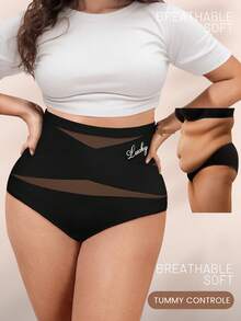 Bragas de talla grande para mujer con cintura alta y diseño de tirantes cruzados suaves - Negro - Ver 2