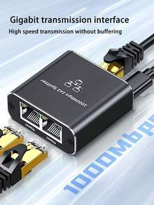 1-To-2 Gigabit Ethernet Network Splitter, Share 1 Gigabit Ethernet Cable Between Multiple Devices, RJ45 Network Port Divider - Black - View 11