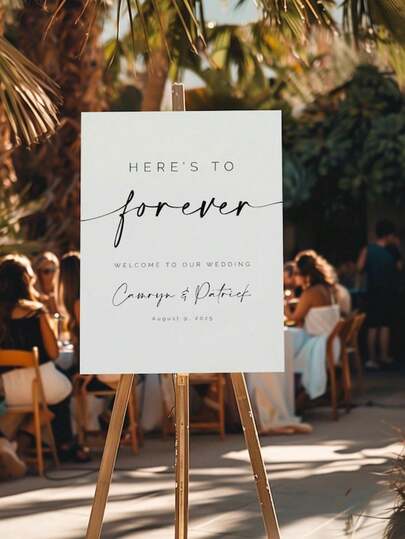 1pc Customized Wedding Welcome Sign, Engagement Welcome Sign, Party Decor Sign, Available In Multiple Sizes, Personalized Wedding Reception Sign, Customized Bride & Groom Photo Prop, Cute, Modern, Customized, Unique, Personalized, Ideal Gift For Him, Ideal Gift For Friends, Suitable For Anniversary, Birthday, Housewarming, Graduation, Applicable To Kitchen, Dining Room, Bedroom, Office, Living Room, Home, Garden, Tea Room, Printed Graphics