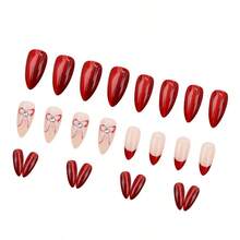 Burgundy Cat Eye French Bow Elegant Sweet Versatile European And American Style Detachable Manicure, Keeps You Radiantly Beautiful All The Time - Multicolor - View 4