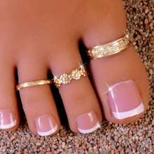 Set de 3 anillos de dedo del pie abiertos, tallados y huecos, con accesorios para los pies - Dorado - Ver 1