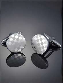 2pcs Shiny Copper Geometric Cufflinks, Suitable For Business, Wedding, And Daily Wear For Men - Geometry - View 13