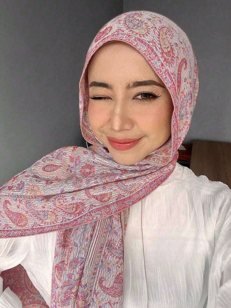 1 chiếc khăn choàng nữ phong cách Boho có tua rua, khăn choàng dệt họa tiết Paisley, khăn trùm đầu Pashmina họa tiết đá, màu hồng, nhiều kiểu dáng khăn trùm đầu tinh tế, thích hợp làm quà tặng, thích hợp cho các hoạt động hàng ngày mùa thu và mùa đông, đi biển, du lịch. - Hồng - Xem 1