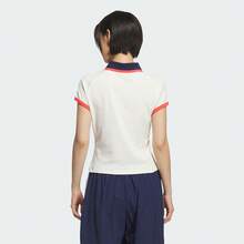 Adidas Originals Women's Short Sleeve Polo Shirt, Knitted Collar - White - View 4