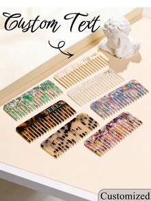 Customized Hair Comb With Gift Box, Bridesmaid Gift, Personalized Acrylic Hair Comb With Letter, Marble Hair Comb, Pocket Hair Comb, Engraved Hair Comb, Personalized Name Hair Comb, Customized Engraved Hair Comb With Text, Bridesmaid Gift, Her Birthday Gift - Multicolor - View 5