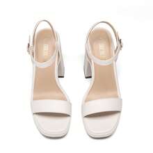 2026 New Arrival Women Chunky Platform High Heeled Sandals Fashionable Ankle Strap Buckle Closure Summer Spring Heels Suitable For Prom Night Party Wedding - trắng - Xem 5