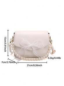 Bolso de hombro mini con lazo de encaje y perlas - Blanco - Ver 12