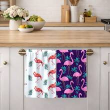 2/4/6pcs Flamingo Pattern Dish Towels, Super Absorbent Microfiber Modern Dish Cloths, Cooking And Baking Tea Towels, Cleaning Rags, Hand Towels, Soft And Highly Absorbent, Kitchen Decor, Gifts For Neighbors, Mothers, Birthdays, Housewarming For Friends, Kitchen Essentials, Daily Necessities - Multicolor - View 2