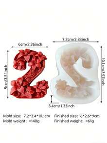 1pc Numeric Candle Mold, Easy Release, Fragrant Candle Gypsum Candle DIY Handmade Gift For Women, Silicone Mold, Anniversary, Wedding, Mother's Day, Birthday Party - A - View 19