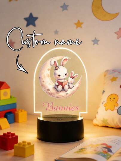 1 pieza Luz de noche decorativa personalizada para niños, 27 señales de luz con forma de animales de luna lindos, luz de noche con nombre personalizado, señal de luz con nombre personalizable, luz de noche LED para cumpleaños, fiesta, creatividad, regalo de Pascua, como regalo para familiares y amigos, decoración personalizada para el dormitorio.