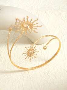 1pc Fashionable & Elegant Women's Arm Cuff Bracelet, Suitable For Summer Beach, Wedding, Party - Gold - View 6