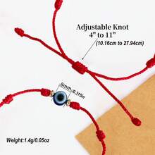 辟邪眼手链套装，12条装可调节红色七结幸运绳护身符，黑粉色友谊手链 - 彩色 - 查看 2