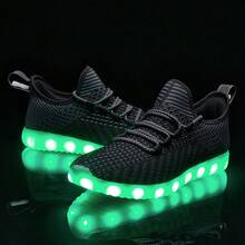 LED Light Up Sneakers USB Rechargeable 7 Color Changing Glow Shoes For Women Men, Party Dance Festival Fashion - 黑色 - 查看 7