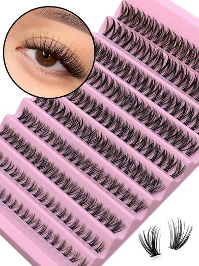 Lasvirey Natural Look Lash Clusters Short Fluffy Eyelash Extensions 3D Criss-Cross Eyelash Cluster DIY Single Individual Lashes Wispy Spiky Lashes For Cuticle False Eyelashes