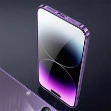 Hadaasi 1pc Purple Anti-Fall Lens Protection Electroplated Hard Case With Dust Net, Ultra-Thin Transparent Phone Case Compatible With IPhone 17e/17Pro/17ProMax/17Air/17/16Pro/16ProMax/16Plus/16/15Pro/15ProMax/15Plus/15/14Pro/14ProMax/14Plus/14/13Pro/13ProMax/13/12Pro/12ProMax/12/11ProMax/11/11Pro/XSMax/XR/XS/X - Purple - View 8