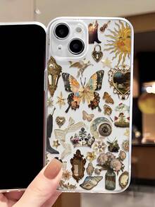 1 件装拼贴风格日月蝴蝶图案全包覆式 TPU 手机壳，兼容 16/16Pro/16Plus/16ProMax、11/11Pro/11ProMax、12/12Pro/12ProMax、13/13Pro/13ProMax、14/14Plus/14Pro/14ProMax、15/15Pro/15Plus/15ProMax - 彩色 - 查看 3