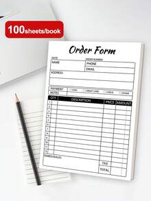 2-Ply White & Yellow Carbonless Receipt Book, Small Business Invoice Pad, Order Receipt Book, Commercial Invoice Book, School Supplies, Back To School Season - Multicolor - View 1