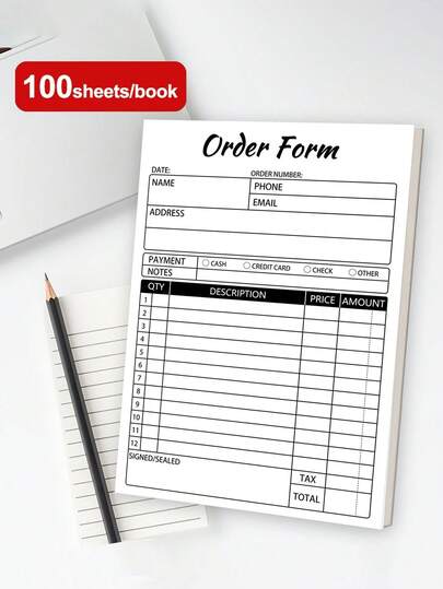 Libro de recibos sin carbón blanco y amarillo de 2 capas, bloc de facturas para pequeños negocios, libro de recibos de pedidos, libro de facturas comerciales, útiles escolares, temporada de regreso a clases