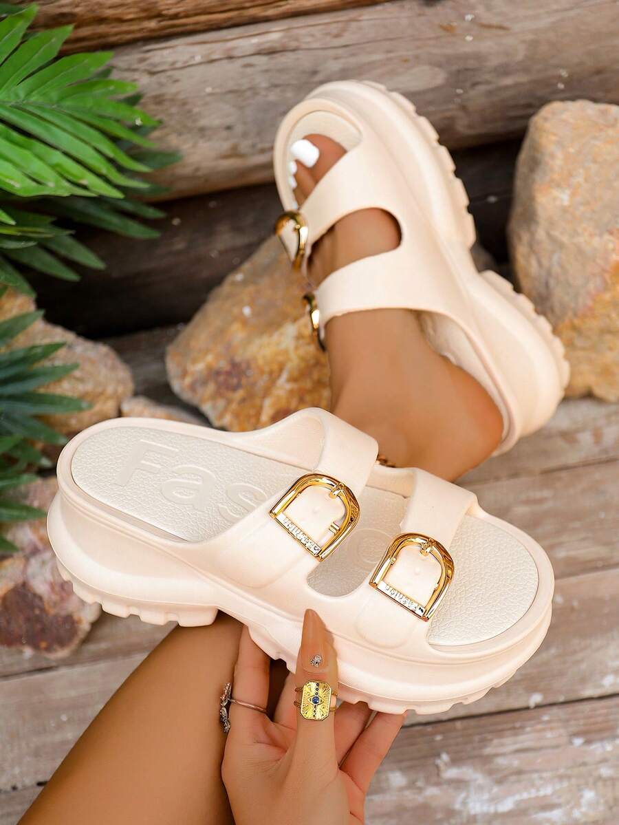 FZY New Spring/Summer Women's Wedge Platform Sandals, Featuring Popular And Out-Of-Stock Styles Including Women's Wide-Leg Pumps, Mid-Calf Boots, And Casual Sneakers. Incorporating Trending Elements From Elegant Women's Shoes, Boots, And Ankle Boots, Including Popular Styles Like Sandals, Heels, And Boots. Also Includes Trending Items For St. Patrick's Day And Yellow Heels. Pair With Other Popular Styles Like White Sandals, Black Heels, And Other Women's Sandals. Made With Comfortable Soft Soles, These Sandals Feature Both Wedge And Flat Designs, Suitable For Everyday Wear, Beach Vacations, And Parties. Available In Black, White, Pink, Purple, And More. The Wide Last Fits All Foot Shapes, Combining Millennial With Classic Retro Style, Making Them Essential And Versatile Footwear For Summer. - 杏色 - 查看 1