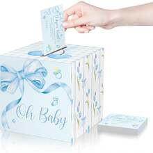 51 Diaper Raffle Tickets With Box For Baby Shower Game Invitations Diaper Raffle Card For Gender Reveal Baby Shower Party Decoration Table Centerpiece(Clear White) - 藍色 - 查看 12