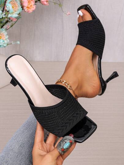 2026 New Pointed Toe Mesh Stiletto High Heels, Non-Fatiguing Outdoor Wear Open Toe Breathable Mule Pumps