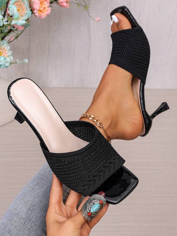 2026 New Pointed Toe Mesh Stiletto High Heels, Non-Fatiguing Outdoor Wear Open Toe Breathable Mule Pumps