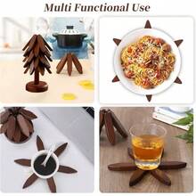 Foldable Heat-Resistant Tree Trivet Set -8 Wooden Trivets & 1 Stand Heat Multipurpose Resistant Foldable Design - Kitchenware Tableware Coasters Durable High-Quality Solid Wood Ideal For Hot Dishes, Pots, Bowls, Teapots Kitchen Decorative Placemat - 5 Trivets +1 Stand - View 10