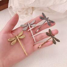 4PCS Alloy Dragonfly Hair Clips Antique Gold Retro Hairpin Girls Sweet Bangs Clip Summer Simple Styling Hair Accessories - Gold - View 4