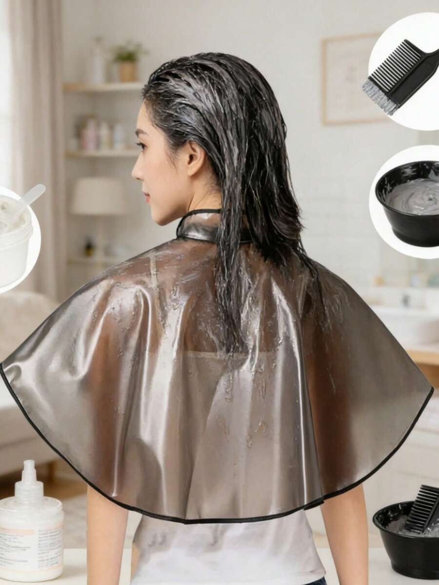 1pc Waterproof Dyeing & Oil Treatment Shawl, Hair Styling Tool - Black - View 1