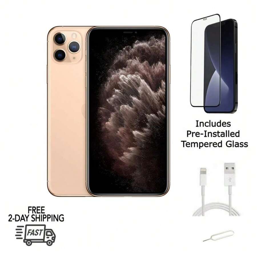 Refurbished Apple IPhone 11 Pro A2160 (Fully Unlocked) 64GB Gold (Grade B) W/ Pre-Installed Tempered Glass - 金級B級預裝玻璃 - 查看 1