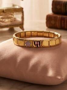 Charm Personalizado con Foto Cuadrada – Acero Inoxidable Color Dorado | Diseño Moderno - Dorado - Ver 1