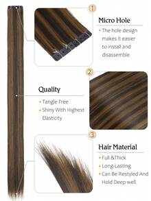 Invisible PU Brown Hair Tie, Seamless Reusable Brown Hair Binder - Multicolor - View 5