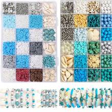 1盒24格蓝色海洋度假风海龟、贝壳、海星饰品制作套装，适合DIY手链和项链制作 - 彩色 - 查看 10