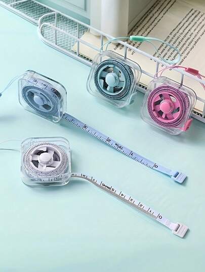 2m/6ft Cute Soft Tape Measure | Portable, Extensible With Locking Mechanism, Compact Sewing Tape With Automatic Rewind - Dual-Scale For Body Measurements, Clear Cm/Inch Markings - Ideal For Tailoring, Home, Waist, Bust, Height Measurements | Durable, Easy Storage, Wipeable Transparent Case With Hanging Ring,For Body Measurements, Tailoring, Crafts & Diy, Essential Home & Travel Tool Kit