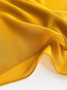 1条简约纯色轻薄透气110厘米雪纺方巾，女士时尚百搭头巾，夏季防晒薄款围巾，适合海滩、度假等场合 - 芥末黃 - 查看 4